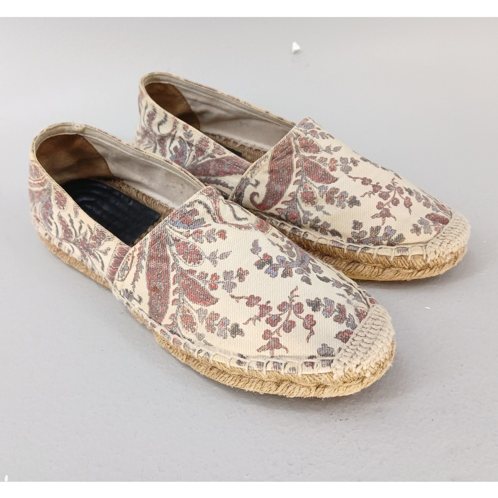Isabel Marant Paisley Canvas Espadrille Flats Womens 39 Cream Floral